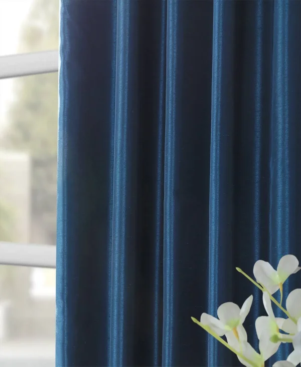 Exclusive Fabrics Vintage Textured Faux Dupioni Silk Curtain PANEL - Size: 50 x 84, Blue