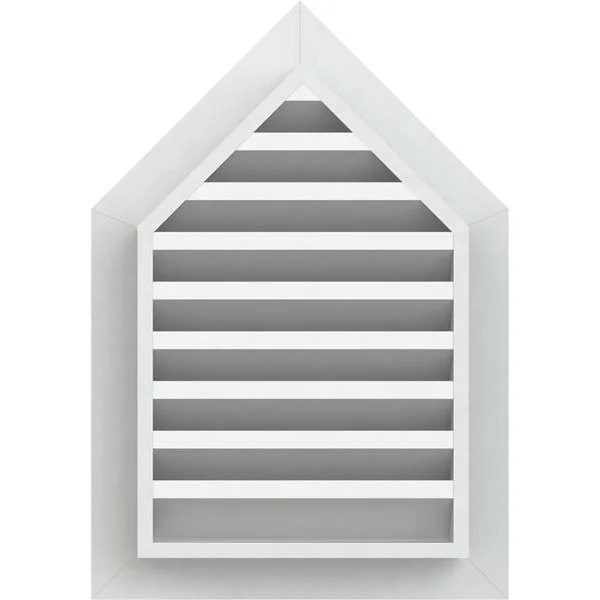 18 inchw x 18 inchh Peaked Top Gable Vent (23 inchw x 22 5/8 inchh Frame Size) 4/12 Pitch: Functional, PVC Gable Vent w/ 1 inch