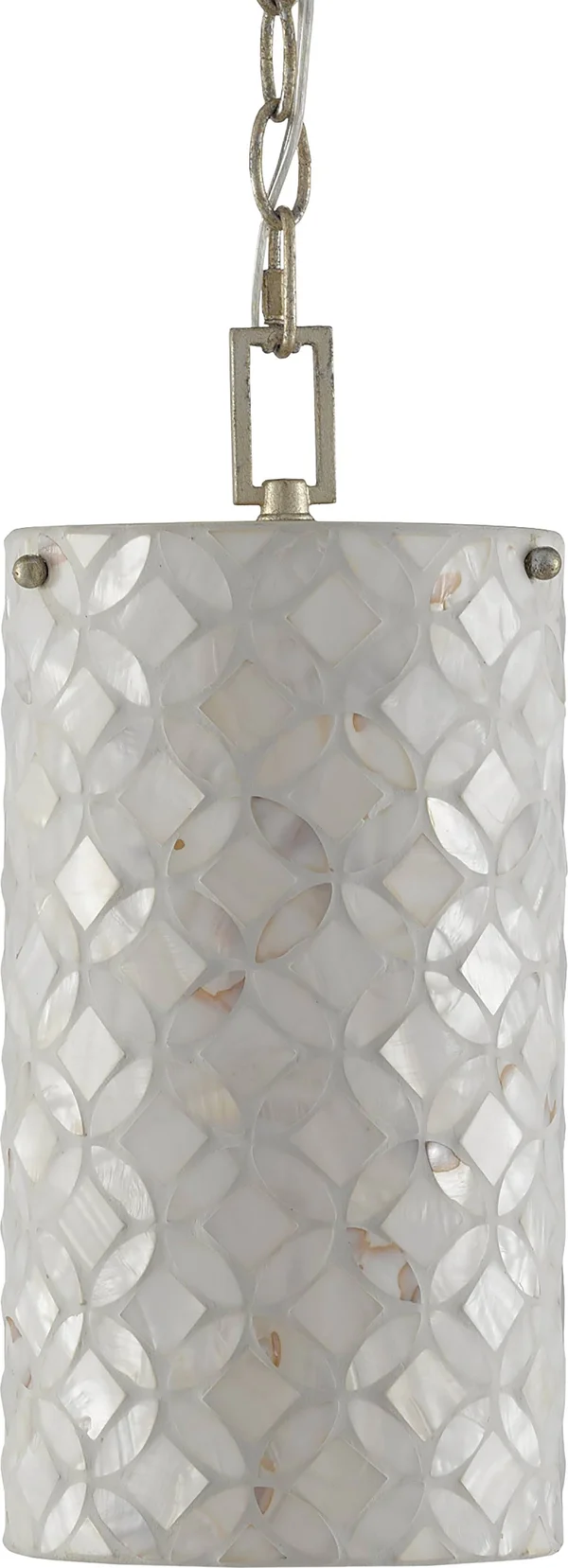 Currey & Company 9000-0490 Ellison Pendant in Pearl/Antique Silver Leaf