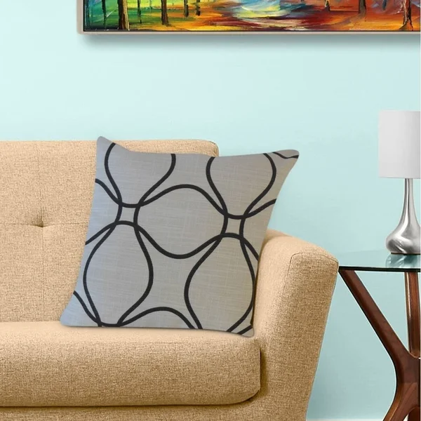 The Pillow Collection Lalage Geometric Decorative Throw Pillow - Navy - 18 x 18 - Square