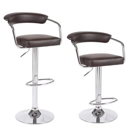 Viscologic Emerald Swivel Leatherette Adjustable Hydraulic Bar Stool (Brown) Set of 2