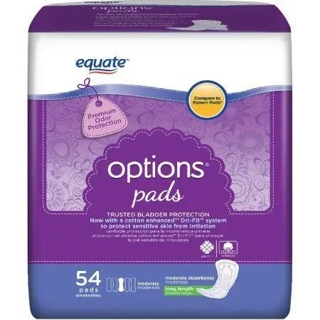 Body Curve Moderate Absorbency Incontinence Pads, Regular Length, 54 Count