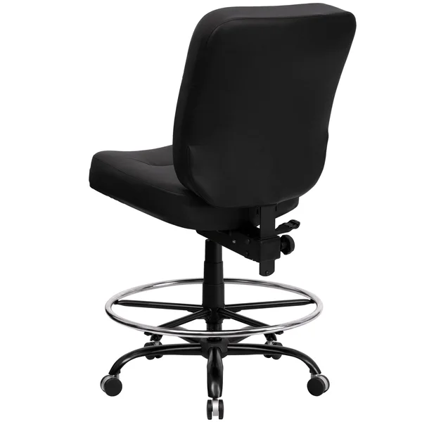 A Line Furniture Tuva Big and Tall Black Leather Armless Adjustable Drafting Office Chair