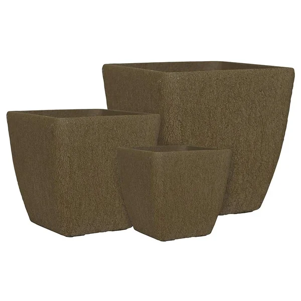 Happy Planter, Natural Stone, Plastic Resin Fiberglass, Size - 19.7 inch x 19.7 inch x 18.9 inch, Color - Sedimentary Rock, Gra