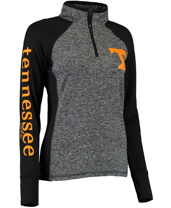Tennessee Volunteers Women's Finalist Quarter-Zip Pullover Jacket - Gray/Black, Size: XL