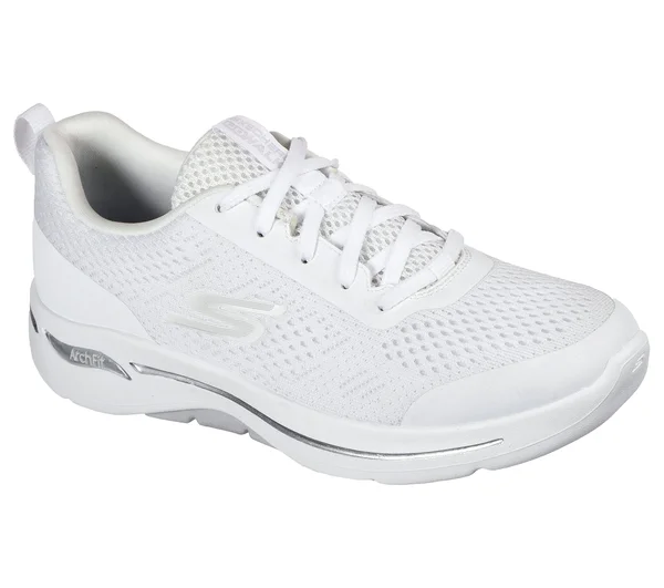 Women's Skechers GOwalk Arch Fit Motion Breeze Sneaker, Adult, Size: 13, White/Silver