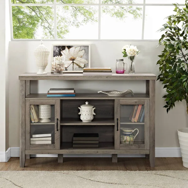 Walker Edison 52x22 Wood Console High Boy Buffet - Gray