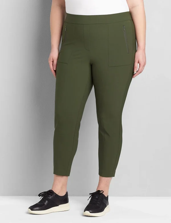 Plus Size Women's On-The-Go Slim Ankle Pant, Size: 26, Forest Night, Lane Bryant