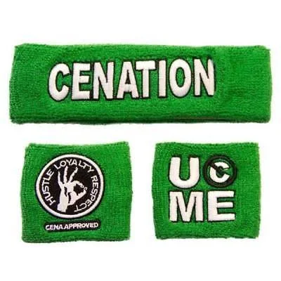John Cena Boys Green Kids Costume T-Shirt Hat Wristbands YM