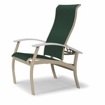 Belle Isle Patio Dining Chair Telescope Casual Finish: Textured Desert - Fabric: Forest Green 22D, Arm Finish: White P50
