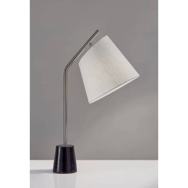Adesso Dempsey 25 inch Brushed Steel and Black Marble Table Lamp