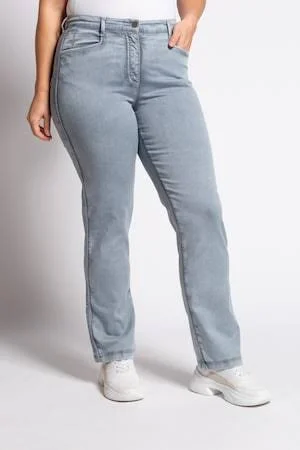 Plus Size Pants, Woman, Grey, size: 32, cotton/elastane, Ulla Popken
