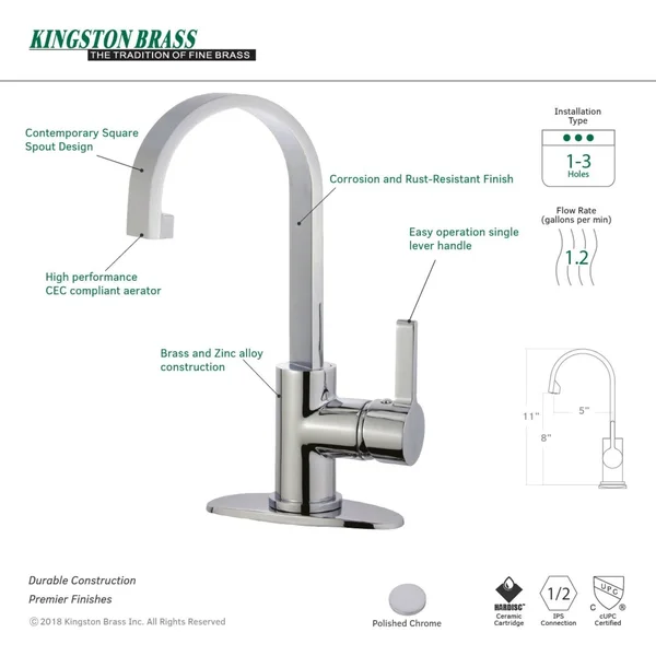 Continental Single-Handle Bathroom Faucet with Push Pop-Up - Matte Black