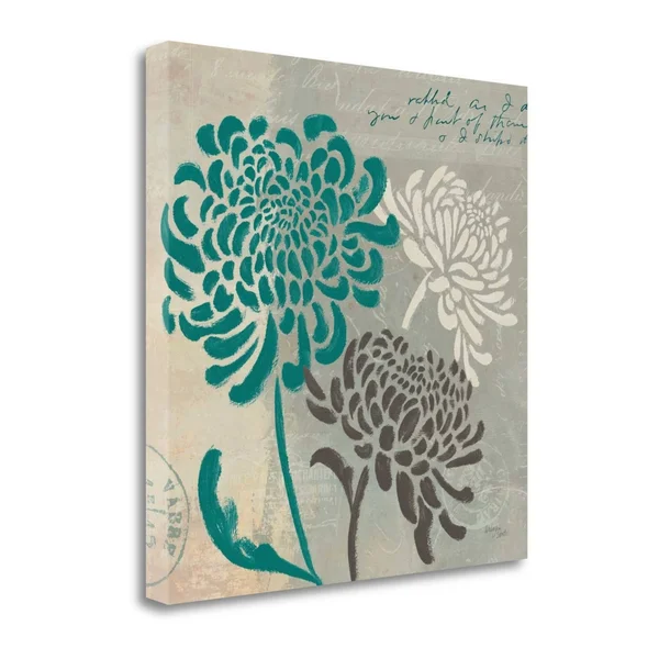 Fine Art Giclee Print on Gallery Wrap Canvas Chrysanthemums I by Wellington Studio Blue 20x22 x 20x22, Cotton