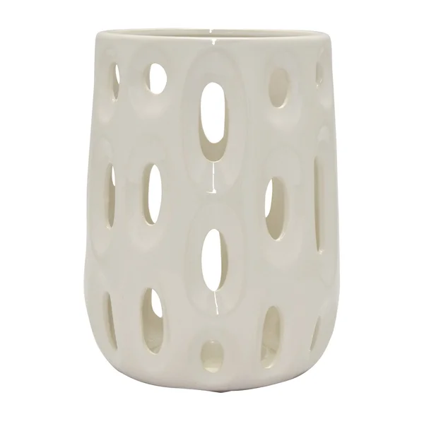 Plutus Brands PBTH92061 Porcelain Ceramic Vase Pierced in White