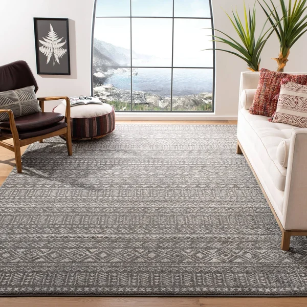 Safavieh Tulum Rug Collection TUL263F - Dark Grey, Ivory - 6&-7x22 x 6&-7x22 Round