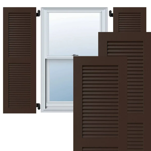 Ekena Millwork CWL18X073TBC 18x22W x 73x22H Exterior Composite Louvered Shutters (Per Pair) - Tudor Brown