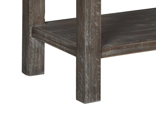 Benzara BM210838 Plank Style Wooden Sofa Table with 2 Drawers and 1 Open Shelf Rustic Brown