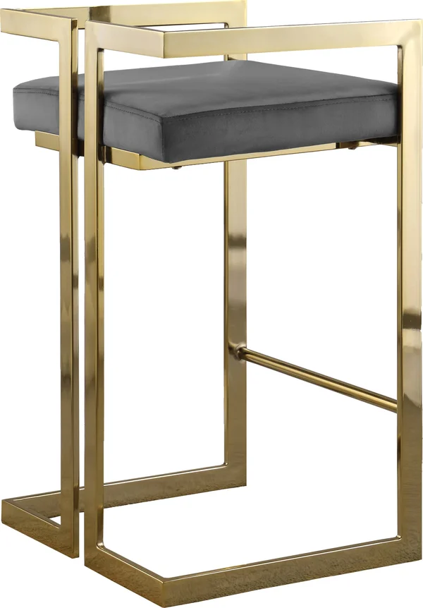 Ezra Grey Velvet Stool from Meridian Furniture