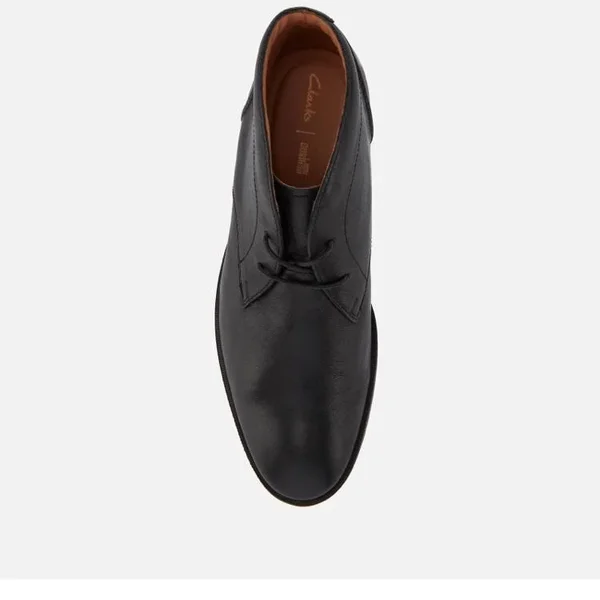 Mens Boot Black Leather Clarks Glide Chukka Size 10.5