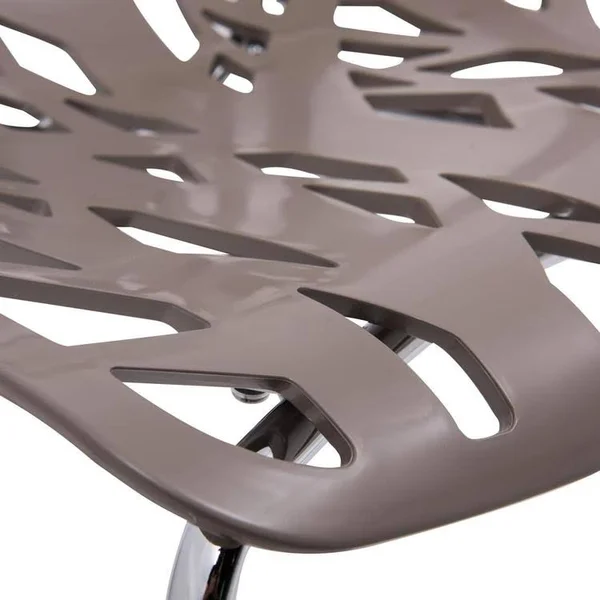 LeisureMod Modern Asbury Dining Chair with Chromed Legs Taupe