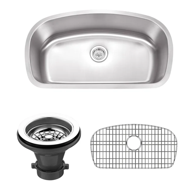 Wells Sinkware 18 Gauge Single Bowl Undermount Stainless Steel Kitchen Sink Package