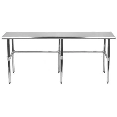 14 inch x 84 inch Stainless Steel Work Table with Open Base - Size: 14 x 84
