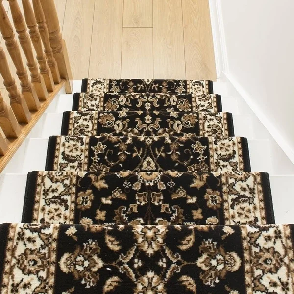 runrug USA Persian Black Stair Carpet Runner Length: 10 foot - WIDT