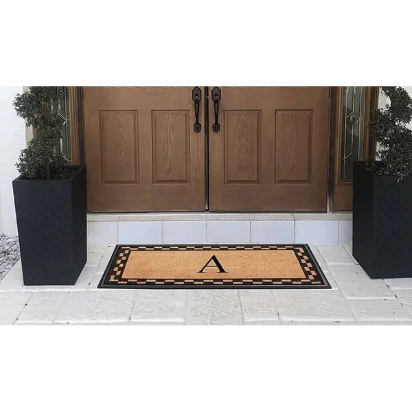 A1hc Rubber and Coir Heavy Duty Non-Slip Durable Monogrammed Q Doormat 24 inchx48 inch - Black/Beige, Size: 24 inch x 48 inch