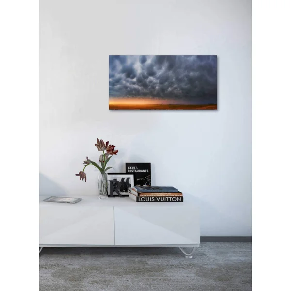 Epic Graffiti Mammatus Over Madrid by Darren White - Giclee Canvas Wall Art 20 inch x 40 inch, Size: 20 x 40, Gray