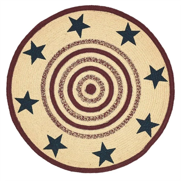 VHC Brands Potomac Jute Rug Stencil Stars 3& Round