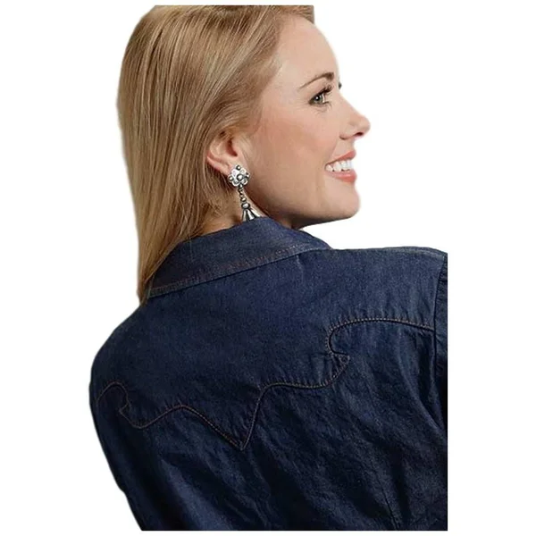 Roper Western Shirt Womens L/S Denim Snap Blue 03-050-0594-6030 BU