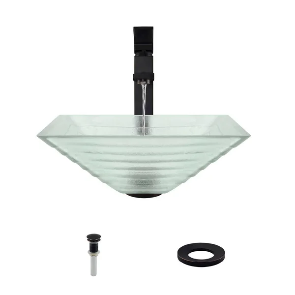 Mr Direct 604 Vessel Sink Ensemble with An Antique Bronze Finish 721 Faucet - Pop-Up Drain, and Sink Ring.