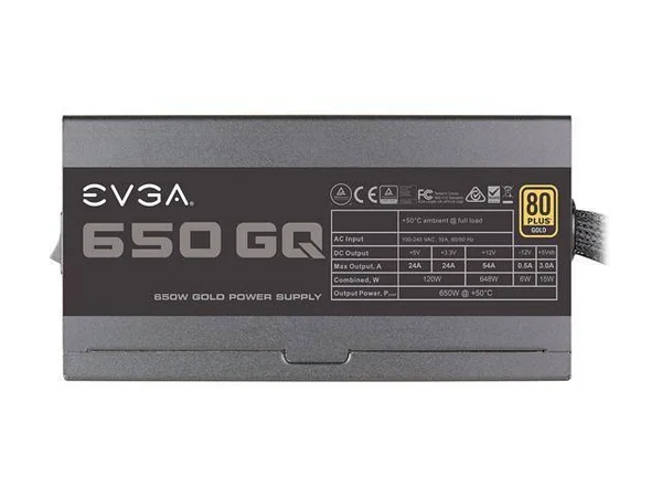EVGA 650 GQ (210-GQ-0650-V3) 650W ATX SLI Ready Crossfire Ready 80 Plus Gold Certified Semi-Modular Active PFC Power Supply
