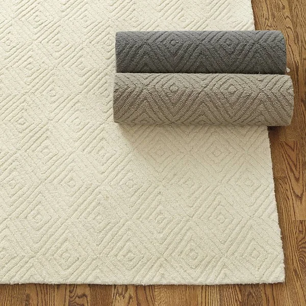 Hooked Diamond Rug Ivory 8& x 10& - Ballard Designs