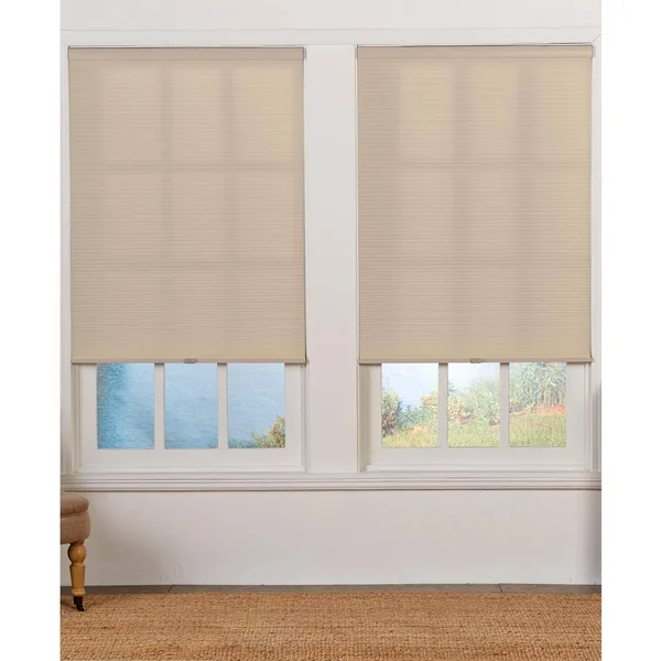 Perfect Lift Window Treatment Cut-to-Width Sand 1.5in Cordless Light Filter Double Cellular Shade-58.5in W x 72in L (Actual Size