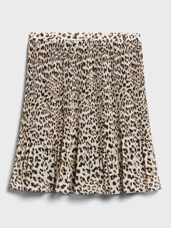 Banana Republic Women's Pleated Mini Skirt Cheetah Print Size 12