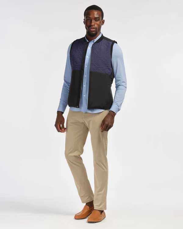 Men's Rhone Midtown Quilted Yoke Vest, Size Large - Black