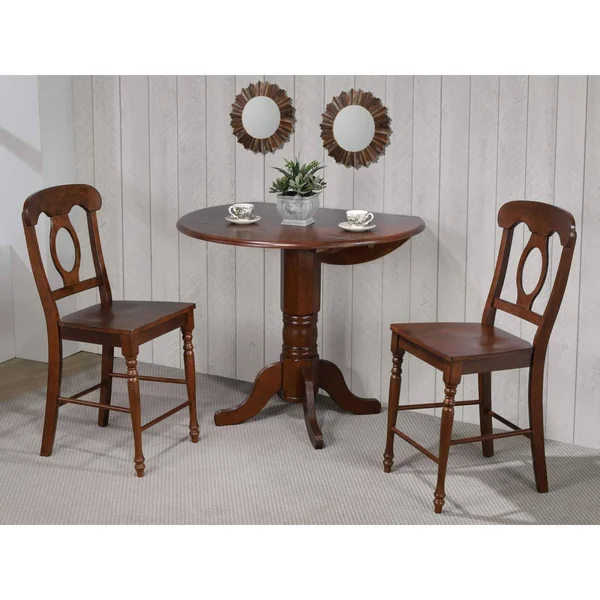Sunset Trading - Andrews Round Drop Leaf Pub Table in Chestnut - DLU-ADW4242CB-CT