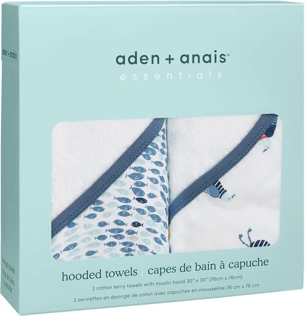 Aden + Anais Essentials Hooded Towel - Seashore - 2 Pack