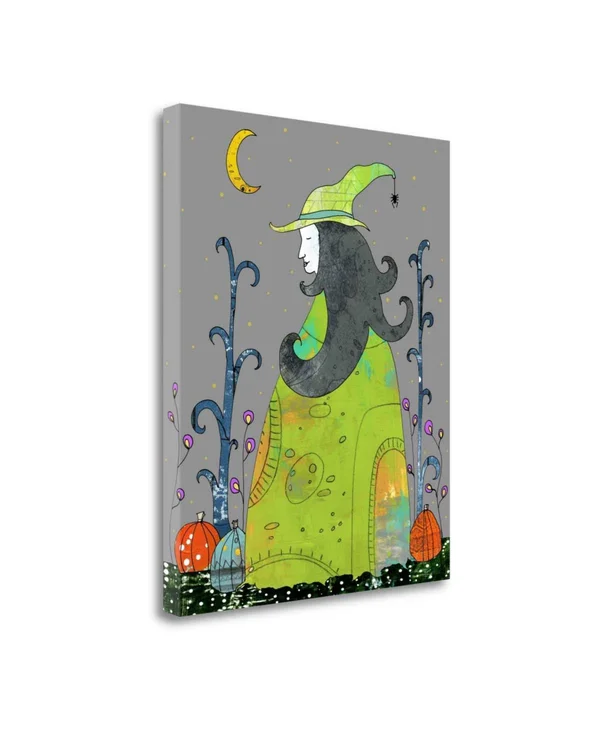 Tangletown Fine Art Witch in A Green Dress by Sarah Ogren Giclee Print on Gallery Wrap Canvas, 28x22 x 34x22 - Multi