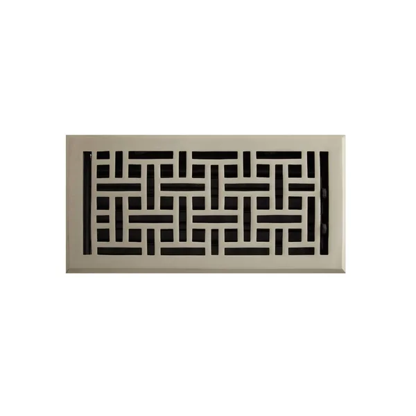 Wicker Style Solid Brass Wall Register - Brushed Nickel - 6x22 x 8x22 (6-5/8x22 x 9-1/8 Overall), Signature Hardware 426145