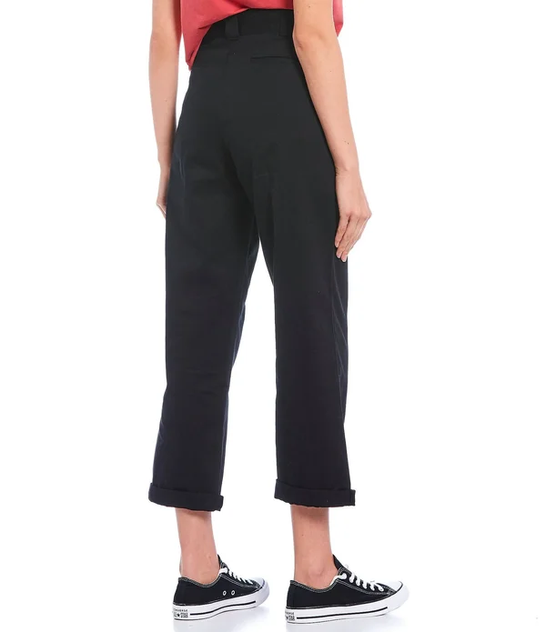 Dickies Girl Work Crop Roll Hem Pants Black 9