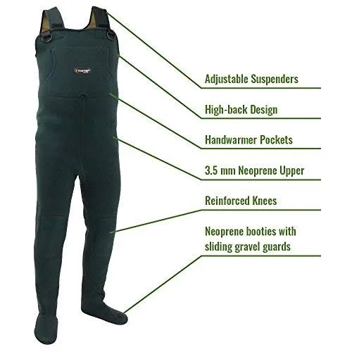 Frogg Toggs Amphib Neoprene Stockingfoot Chest Wader - Size XL, Green