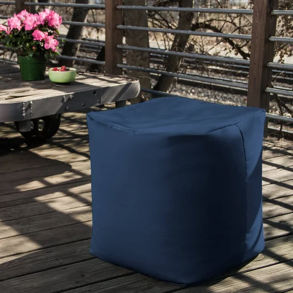 Jaxx Luckie Outdoor Pouf Ottoman, Taupe Striped