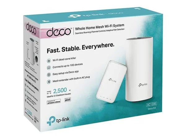 TP-Link Deco E3 Wi-Fi system - mesh - 1167 Mbps - 2.4 GHz - 5 GHz - 802.11b/a/g/n/ac
