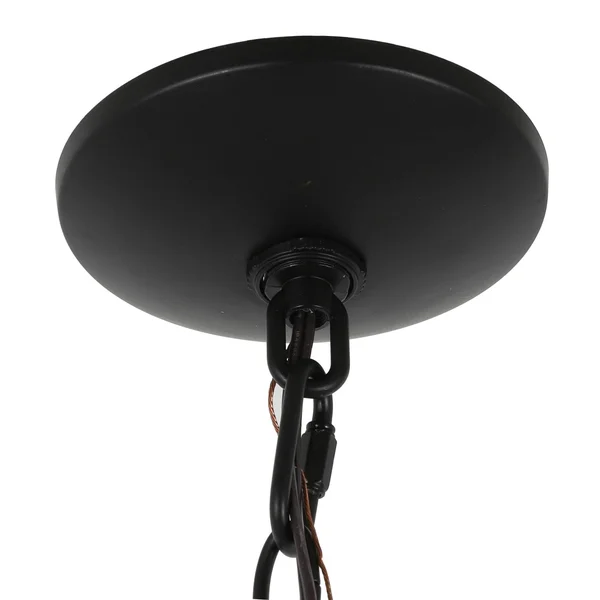 Decor Therapy Rotterdam 6-Light Black Metal and Wood Effect Pendant, 23.82 x 23.82 x 21.57 in