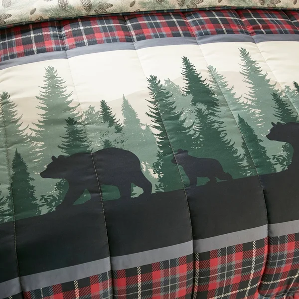 Donna Sharp Bear Journey Red 3PC Comforter Set - Queen/Standard Sham