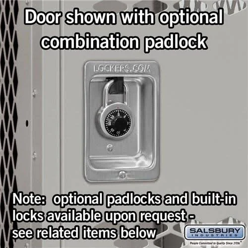 Salsbury Industries Extra Wide Vented Metal Locker - Double Tier - 1 Wide - 6 Feet High - 15 Inches Deep - Blue - Assembled