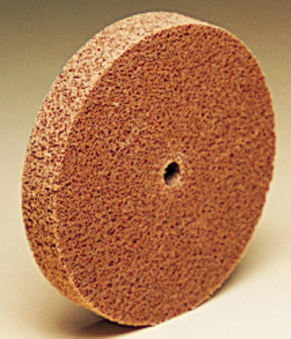 3M Scotch-Brite CP-UW Unitized Aluminum Oxide Medium Deburring Wheel - Medium Grade - Arbor Attachment - 6 in Dia 1 in Center Ho